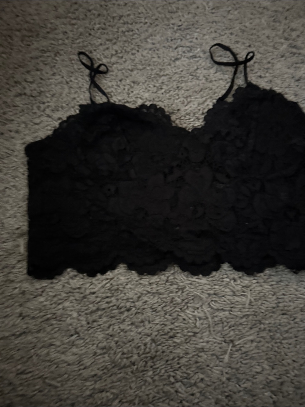 Zara Black Floral Lace Crop Cami